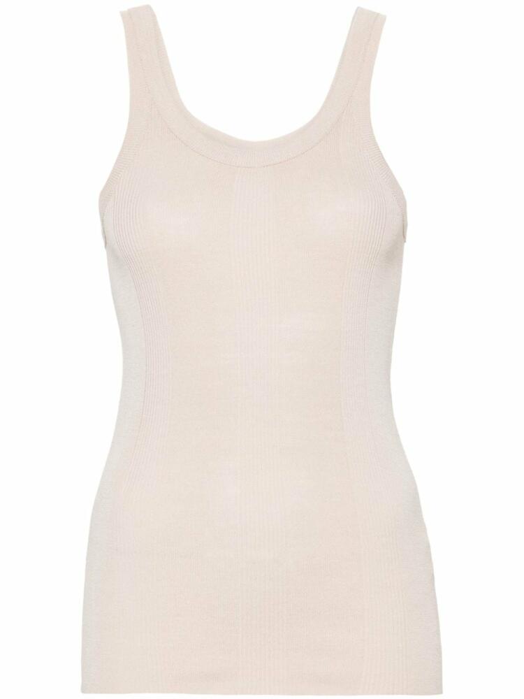 QUIRA fine-ribbed silk tank top - Neutrals Cover