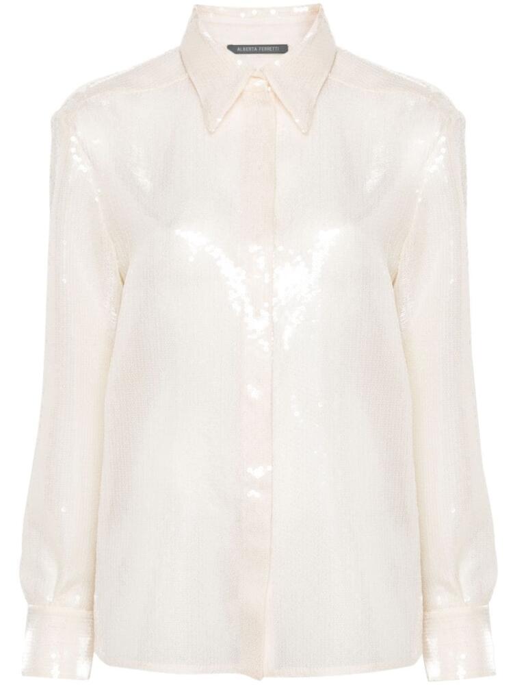 Alberta Ferretti semi-sheer sequinned shirt - Neutrals Cover