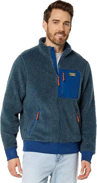 L.L.Bean Bean's Sherpa Fleece Jacket Regular (Storm Blue/Collegiate Blue) Men's Clothing Cover