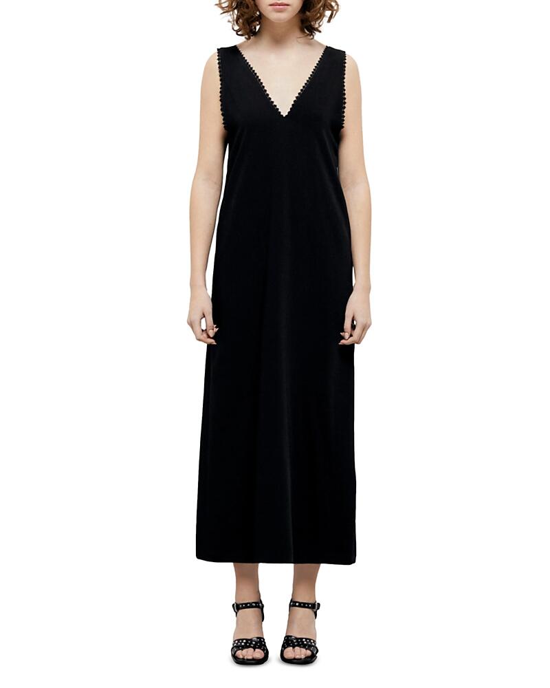 The Kooples Lace Trim Crepe Midi Dress Cover