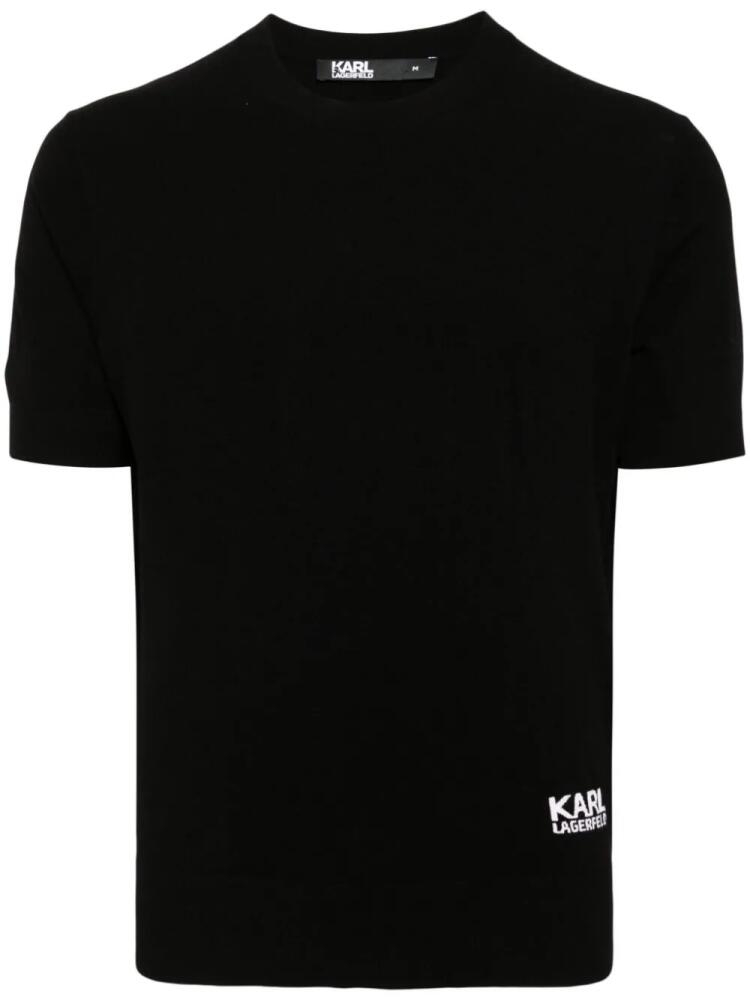 Karl Lagerfeld logo-intarsia knitted top - Black Cover