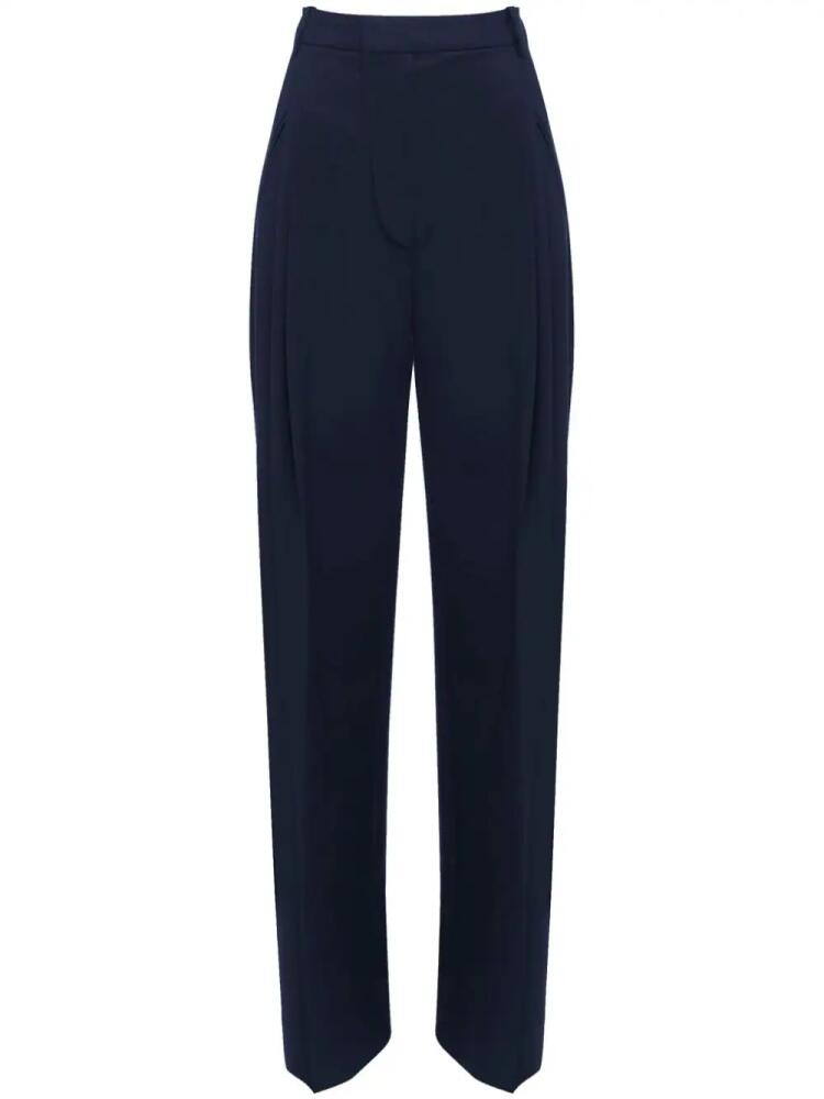 Victoria Beckham pressed-crease concealed-fastening tailored trousers - Blue Cover