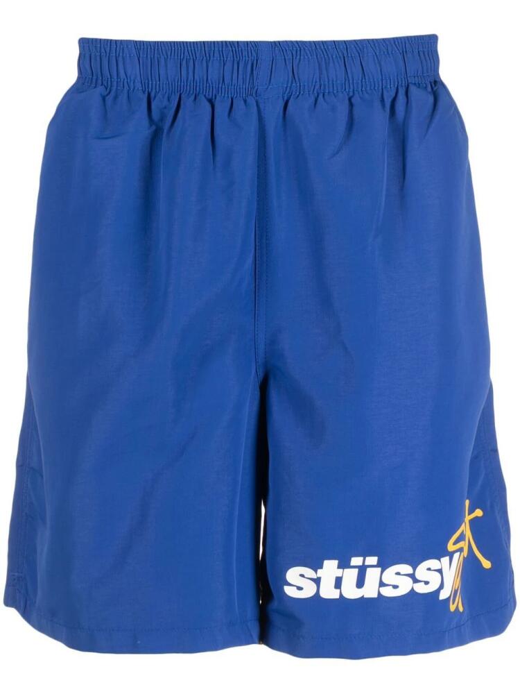 Stüssy logo-print swim shorts - Blue Cover