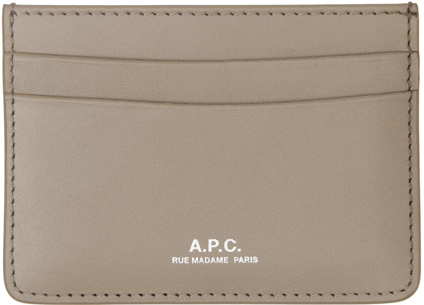 A.P.C. Taupe Leather Card Holder Cover