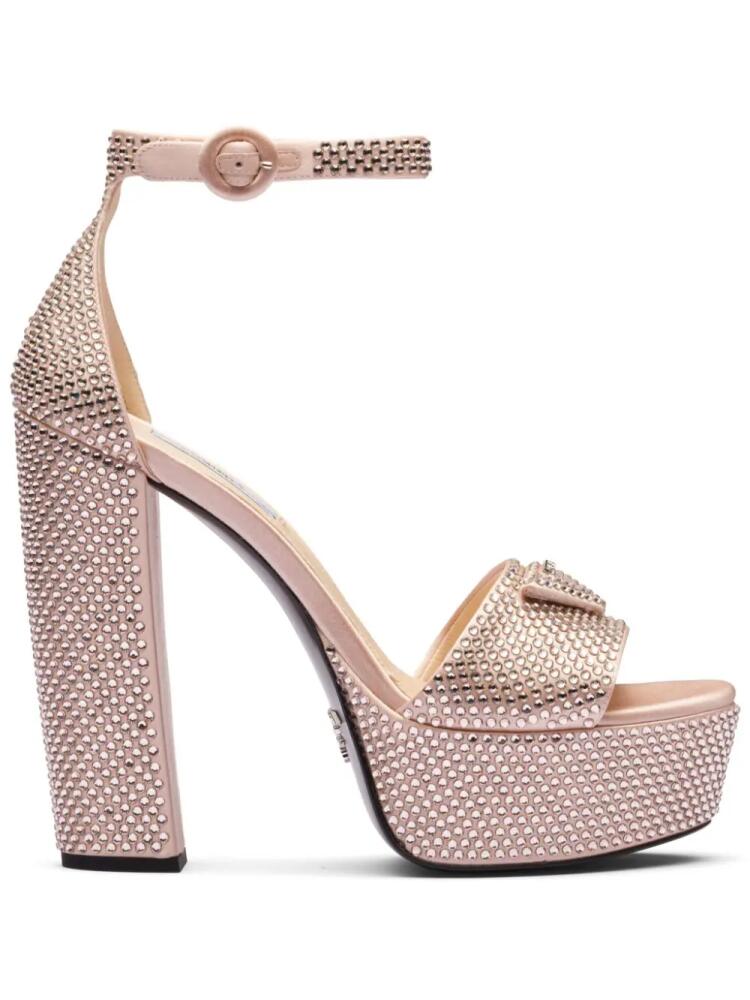 Prada 135mm crystal-studded platform sandals - Pink Cover