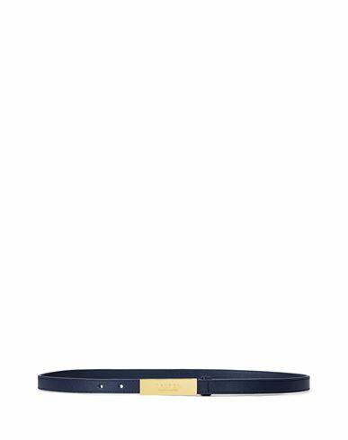 Lauren Ralph Lauren Logo Leather Skinny Belt Woman Belt Midnight blue Bovine leather Cover