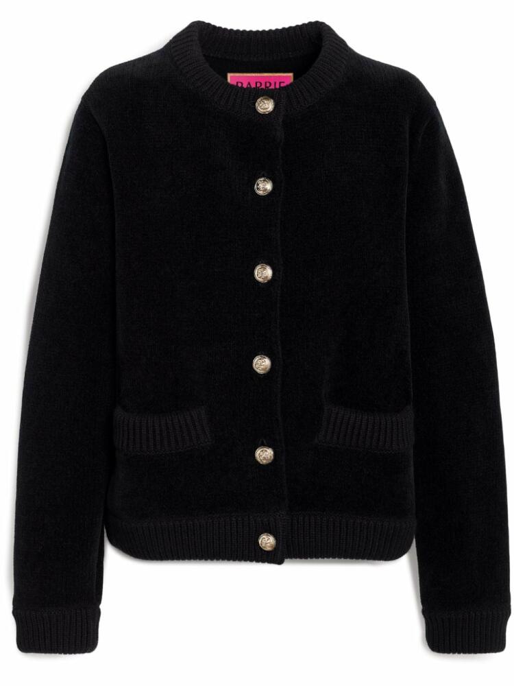 Barrie velvet-effect fine-knit cardigan - Black Cover