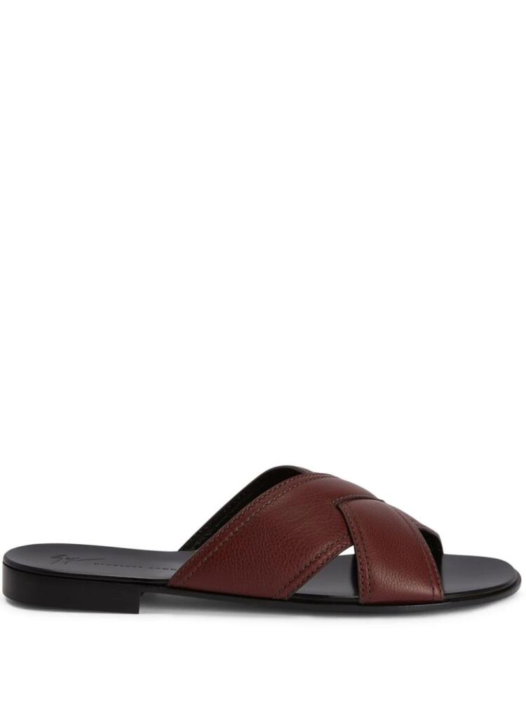 Giuseppe Zanotti Flavio crossover-strap leather slides - Brown Cover