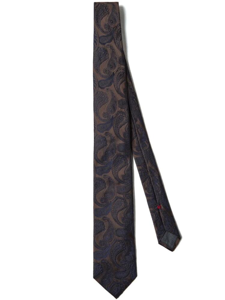 Brunello Cucinelli jacquard silk tie - Brown Cover