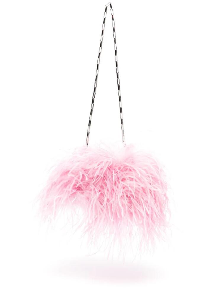 The Attico Midnight Satin feathers clutch - Pink Cover