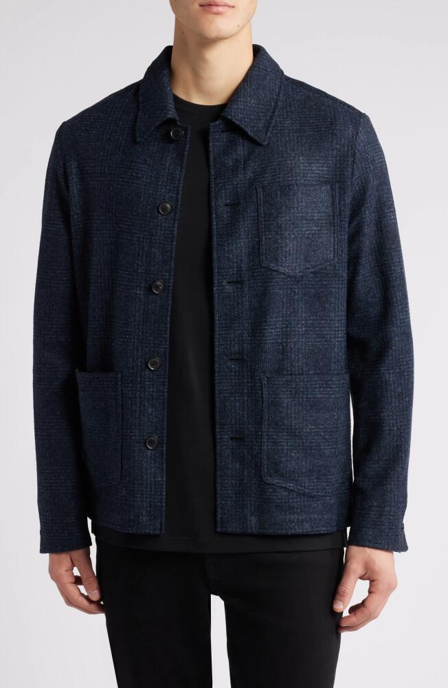 Reiss Quartz Check Flannel Button-Up Work Jacket in Navy Melange Cover