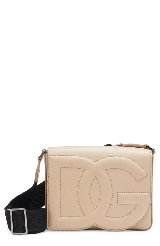 Dolce & Gabbana DG Logo Flap Leather Crossbody Bag in Sabbia Cover