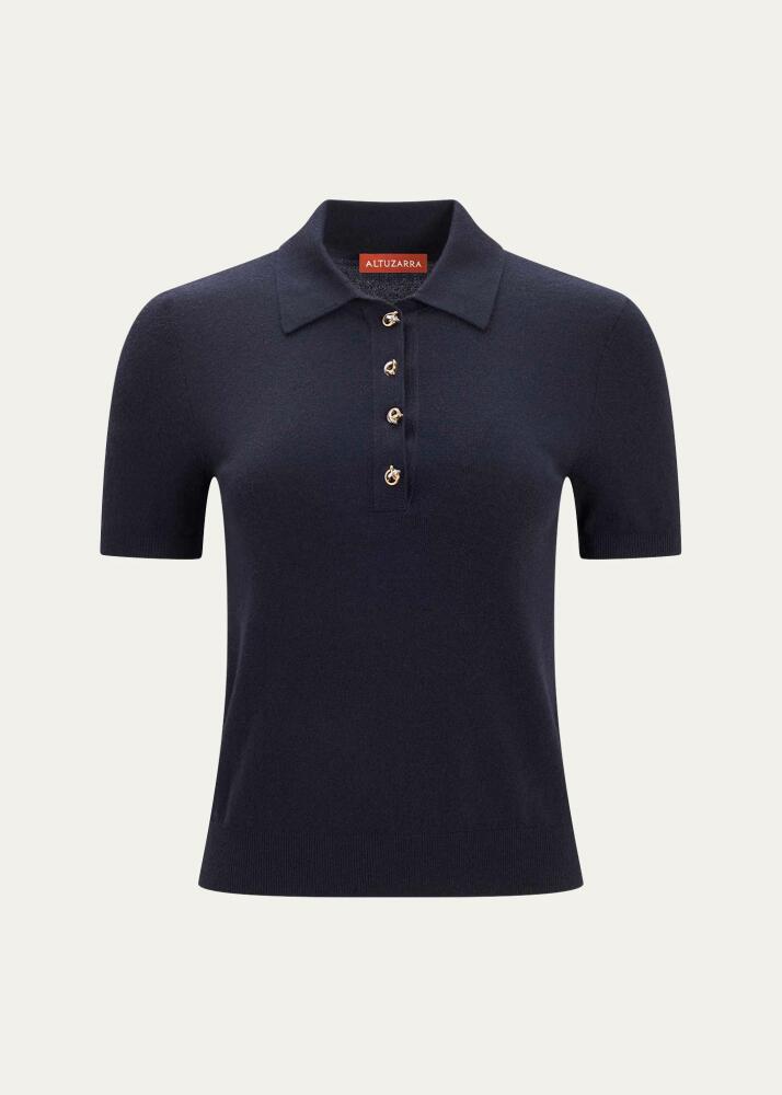 Altuzarra Nemo Polo Short-Sleeve Wool Sweater Cover