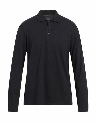 Majestic Filatures Man Polo shirt Navy blue Cotton, Cashmere Cover