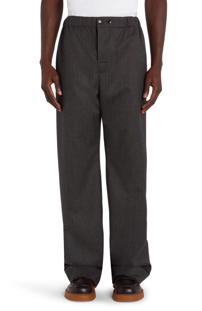 Bottega Veneta Pinstripe Wool Herringbone Trousers in 1780 Grey Melange/Red Cover