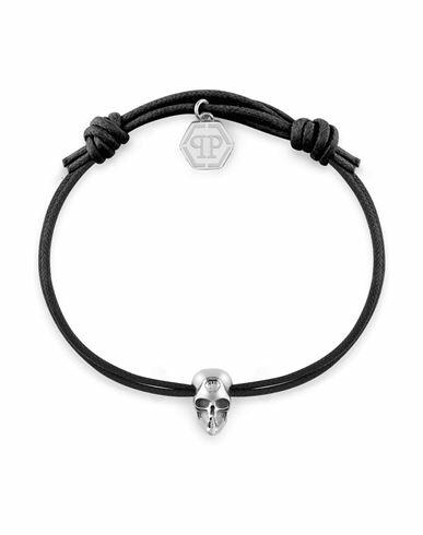 Philipp Plein Linked Cotton Cord Bracelet Man Bracelet Silver Cotton Cover