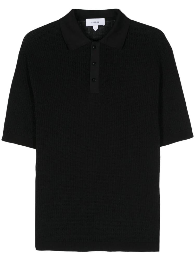 Lardini open-knit polo shirt - Black Cover