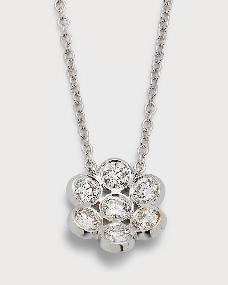 Bayco 18k White Gold Flower Diamond Pendant Necklace Cover