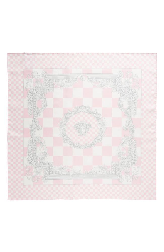 Versace Medusa Check Silk Scarf in 5X490-Pastel Pink White Silver Cover