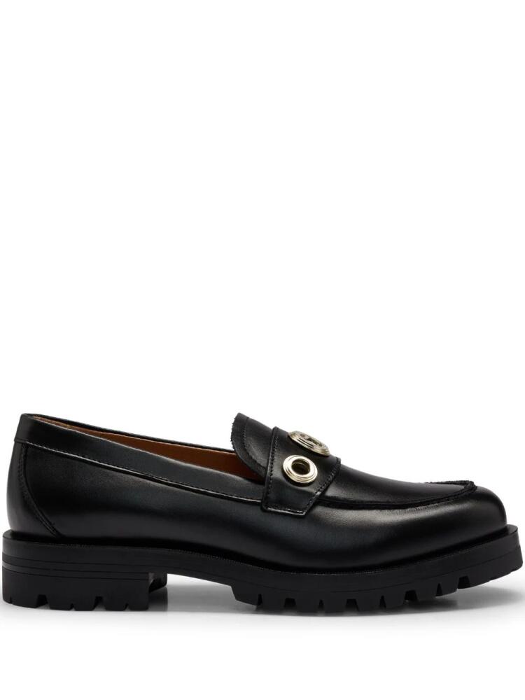 BOSS Helen 40mm eyelet-embellished loafers - Black Cover