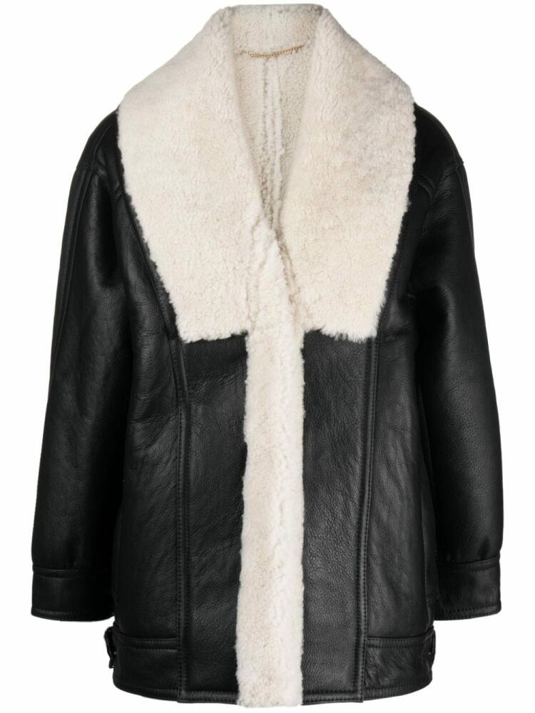 Victoria Beckham shearling-lined leather coat - Black Cover