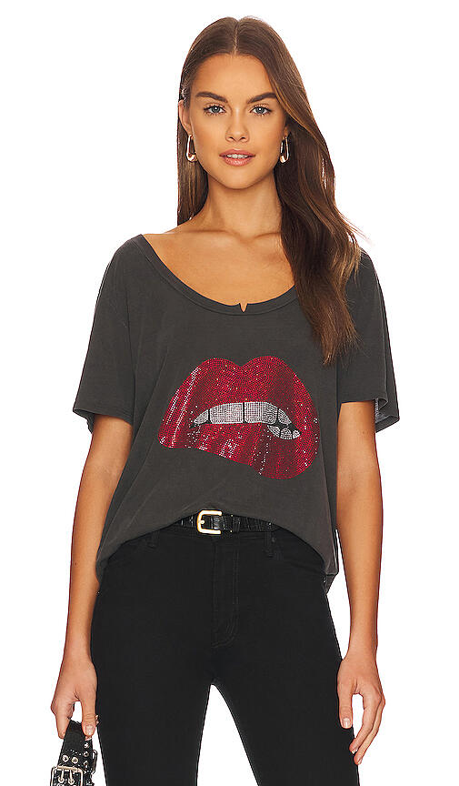 Lauren Moshi Delara Crystal Biting Lip Top in Black Cover