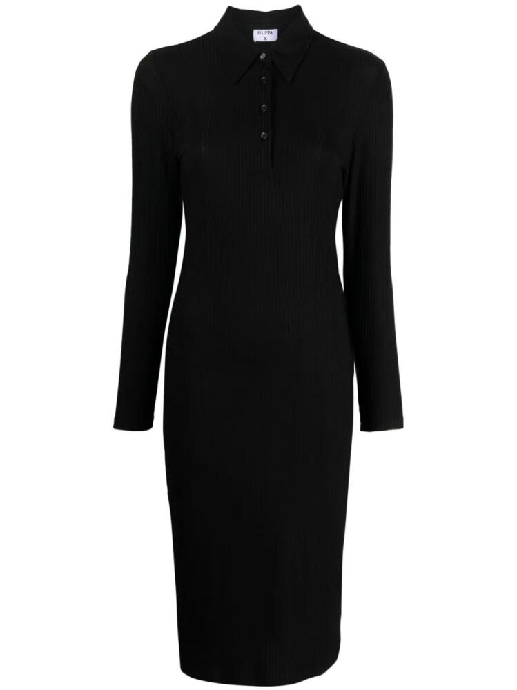 Filippa K ribbed jersey polo dress - Black Cover