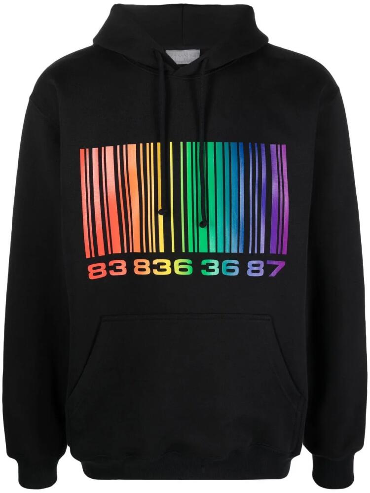 VTMNTS barcode-print pullover hoodie - Black Cover