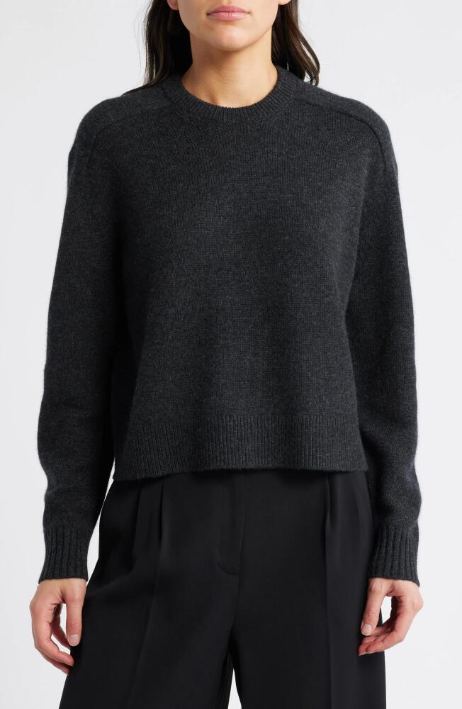 Theory Cashmere Crewneck Crop Sweater in Dark Charcoal Cover