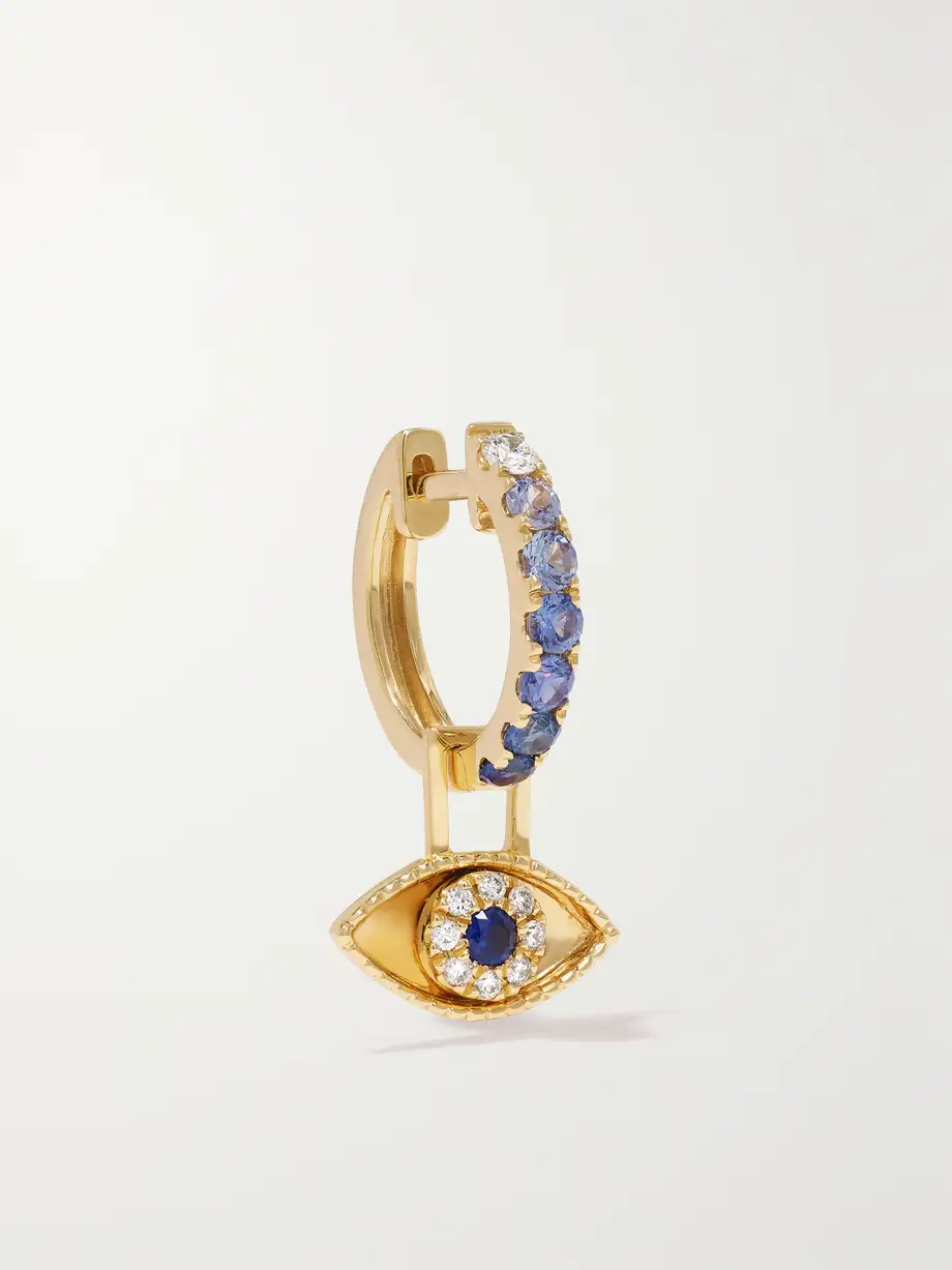 Robinson Pelham - Third Eye Earwish 14-karat Gold, Sapphire And Diamond Single Hoop Earring - One size Cover