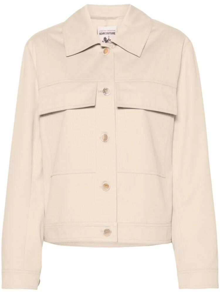 Semicouture buttoned twill jacket - Neutrals Cover