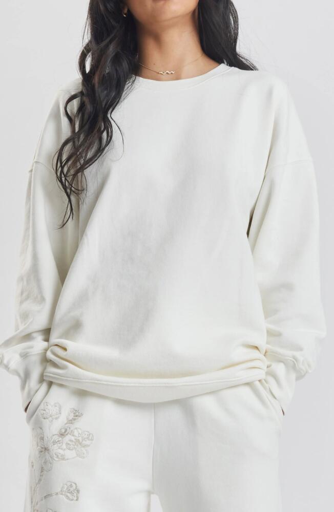 PEACHAUS Salix Blossom-Embroidered Ethical-Cotton Sweatshirt in Moonlight White Cover