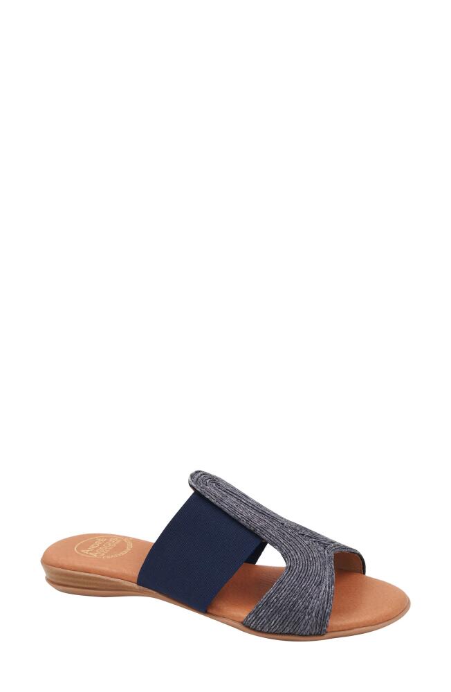 André Assous Noor Raffia Slide Sandal in Navy Cover