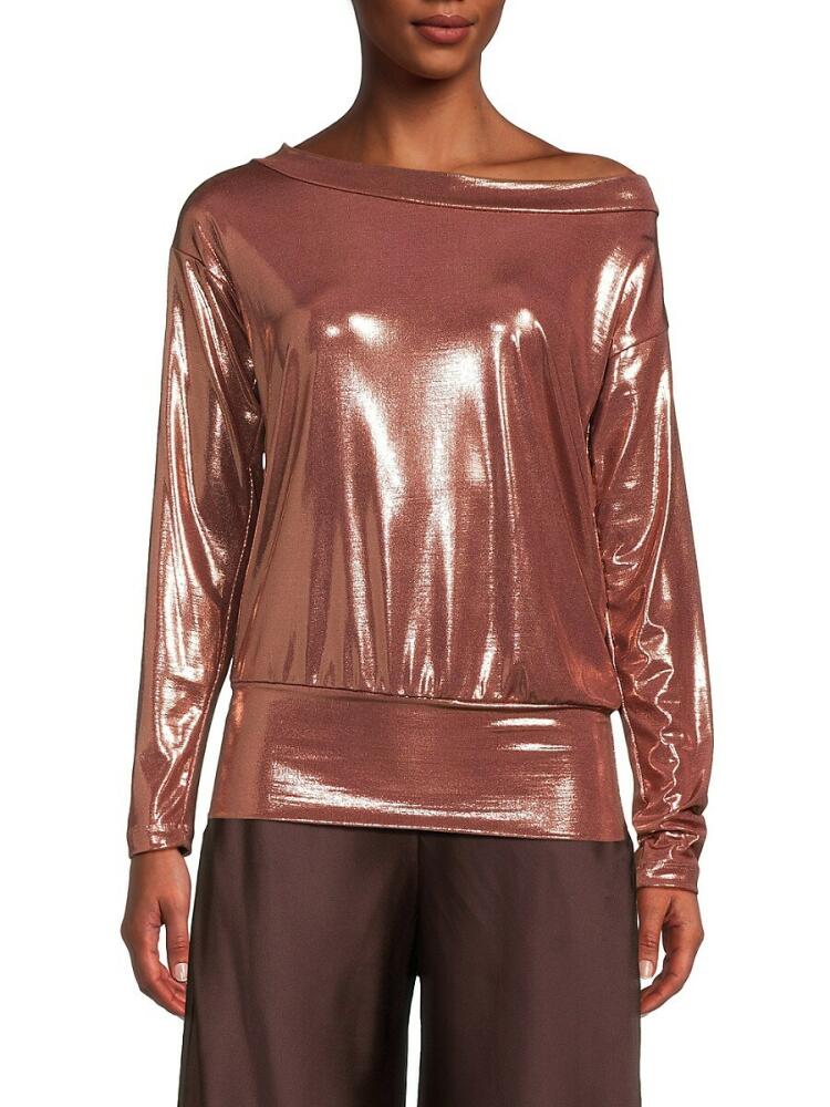 Renee C. Women's Metallic Off Shoulder Top - Rose Cover