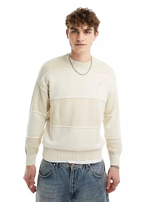 Pull & Bear piped knit sweater in light sand-Neutral Cover