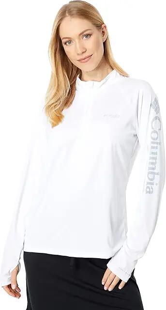 Columbia Tidal Tee 1/4 Zip (White/Cirrus Grey Logo) Women's Clothing Cover