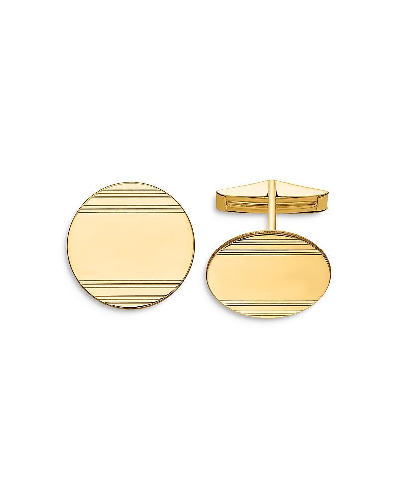 Bloomingdale's Fine Collection Men's Circular With Line Design Cuff Links in 14K Yellow Gold - Exclusive Cover