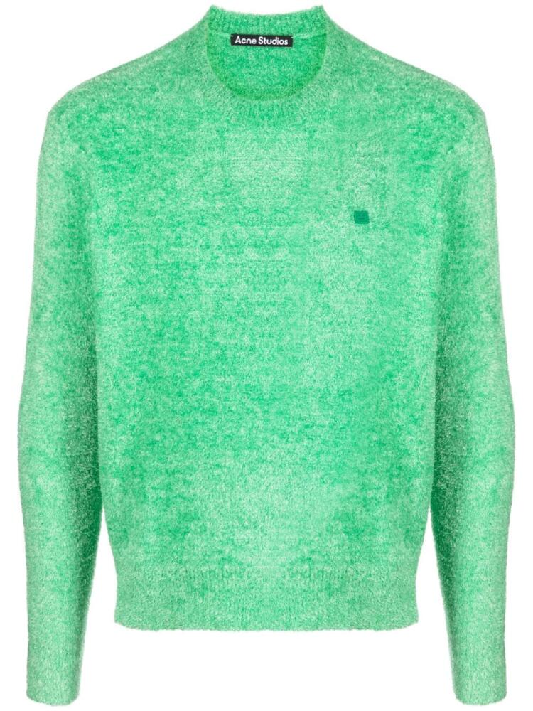 Acne Studios logo-appliqué mélange sweatshirt - Green Cover