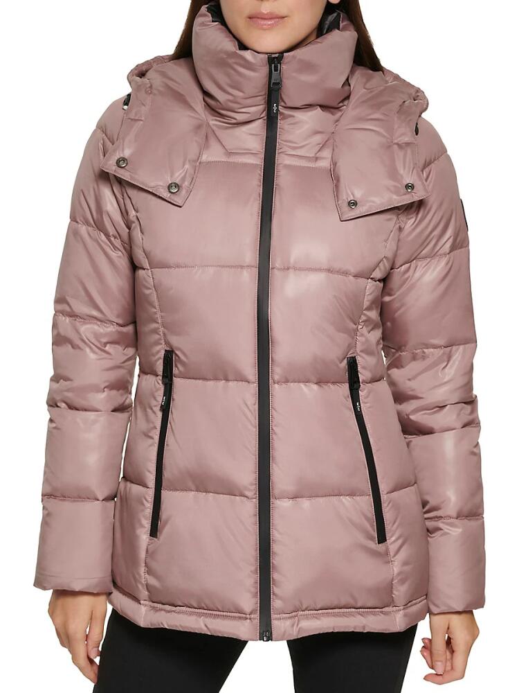 Kenneth Cole Women's Hooded Puffer Jacket - Bark Cover