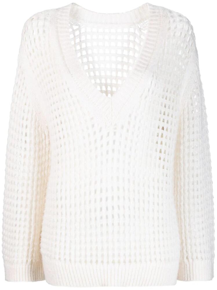 Dorothee Schumacher V-neck open-knit sweatshirt - White Cover