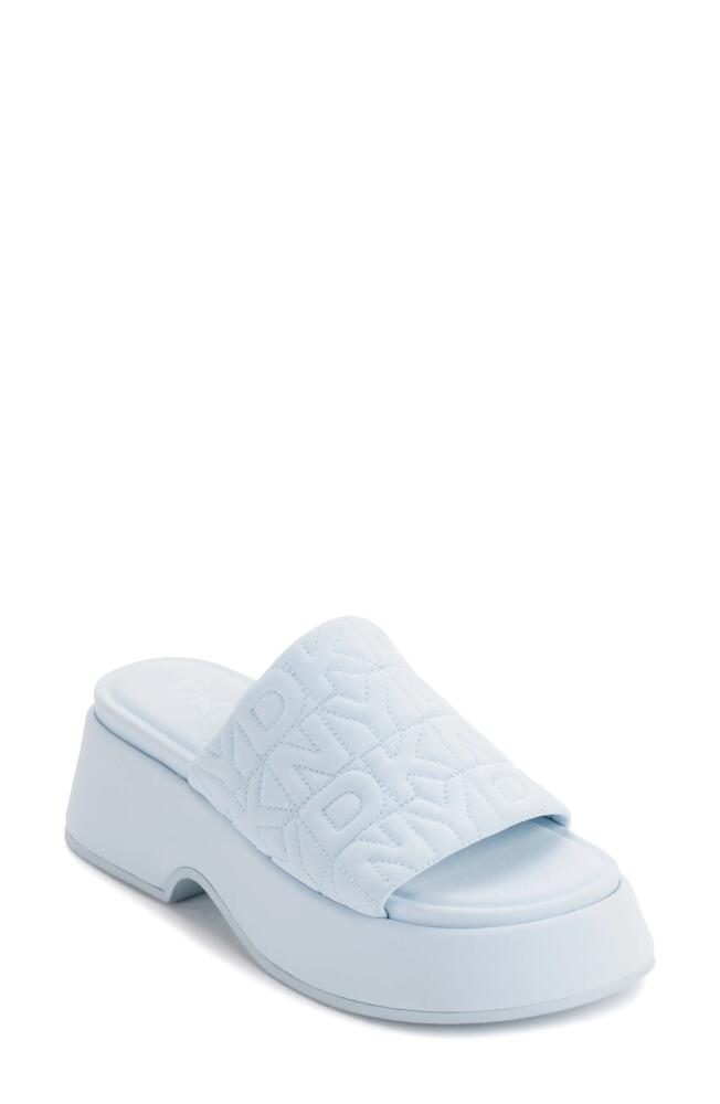 DKNY Logo Quilt Platform Sandal in Ice Blue Cover