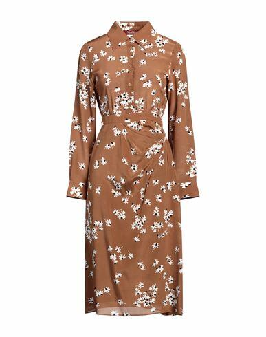 Max Mara Studio Woman Midi dress Brown Silk, Acetate Cover