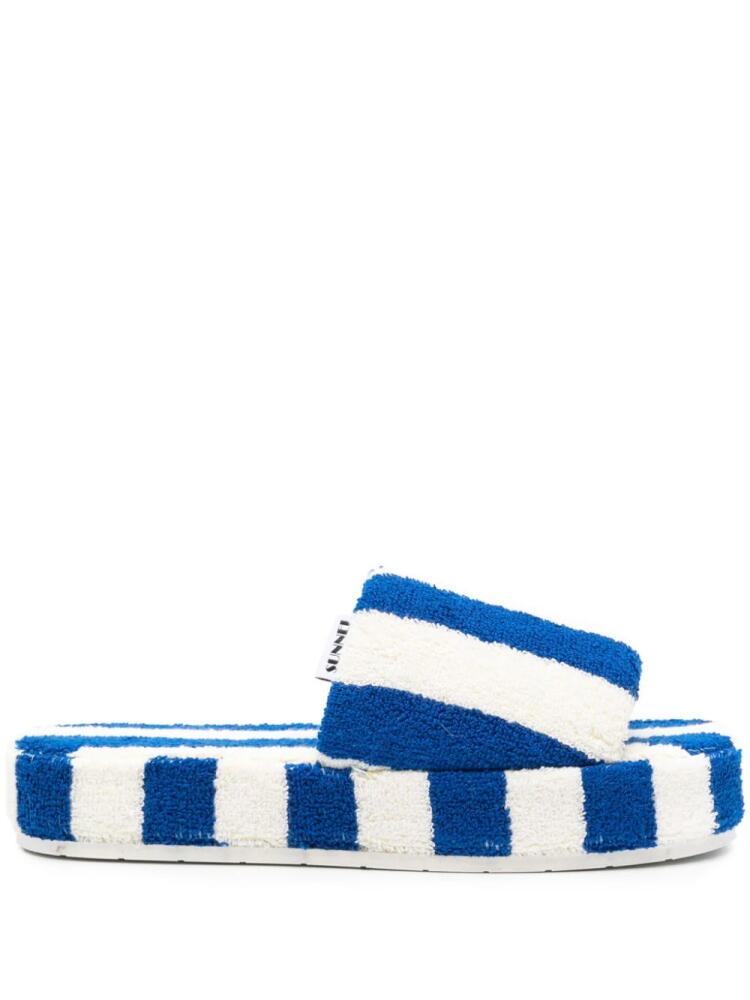 Sunnei striped cotton slippers - Blue Cover