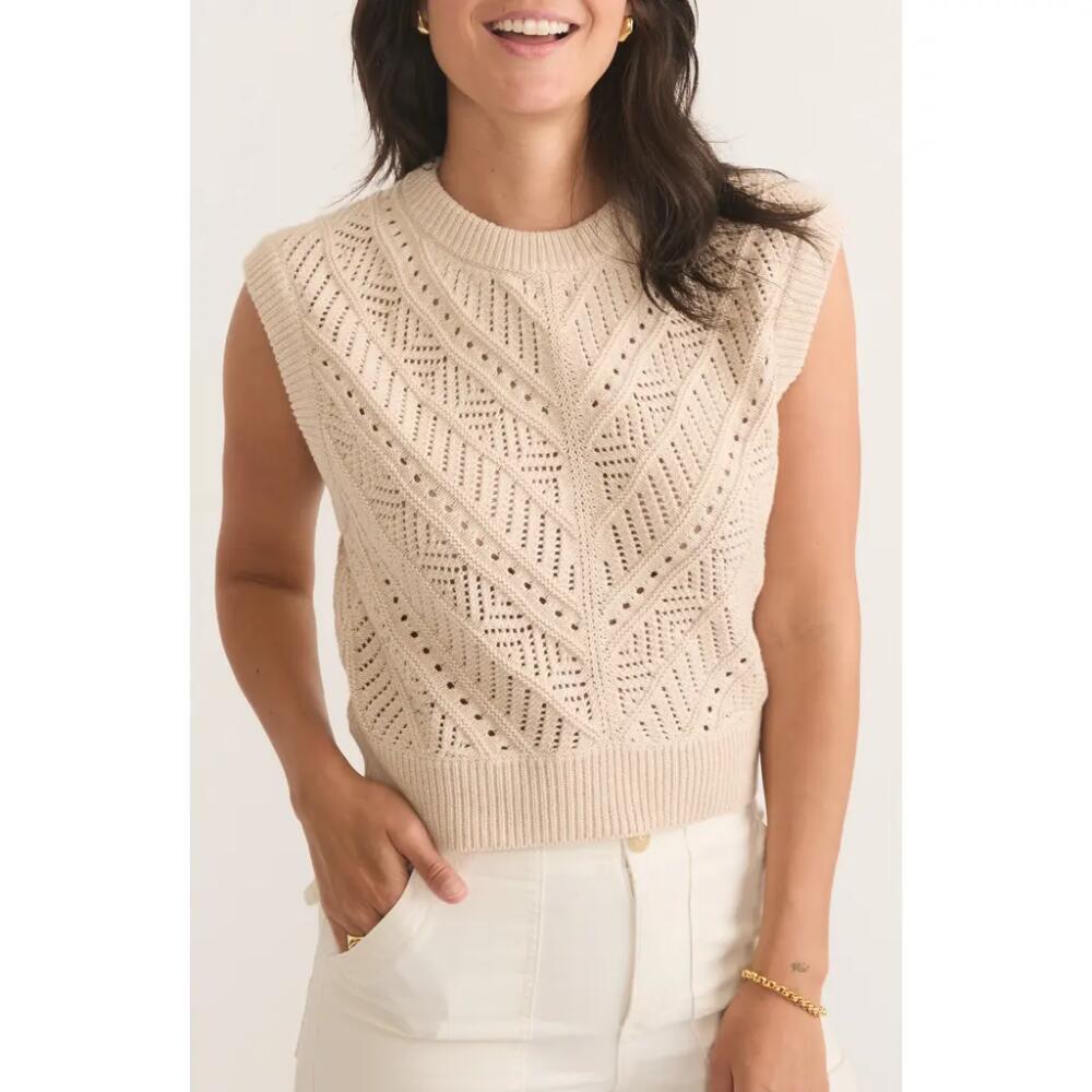 Marine Layer Brooke Open Stitch Sleeveless Sweater in Oatmeal Cover