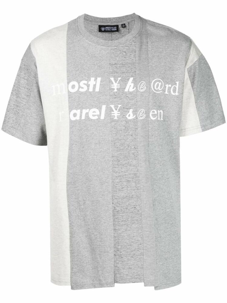 Mostly Heard Rarely Seen Spliced logo-print cotton T-shirt - Grey Cover