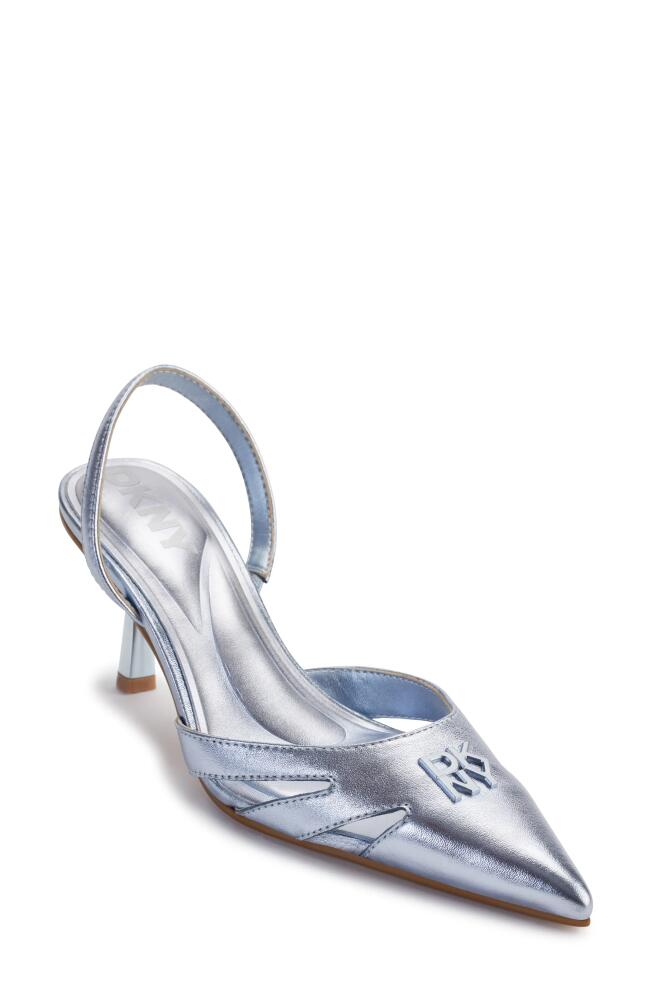 DKNY Glorianna Slingback Pointed Toe Pump in Metallic Blue Cover