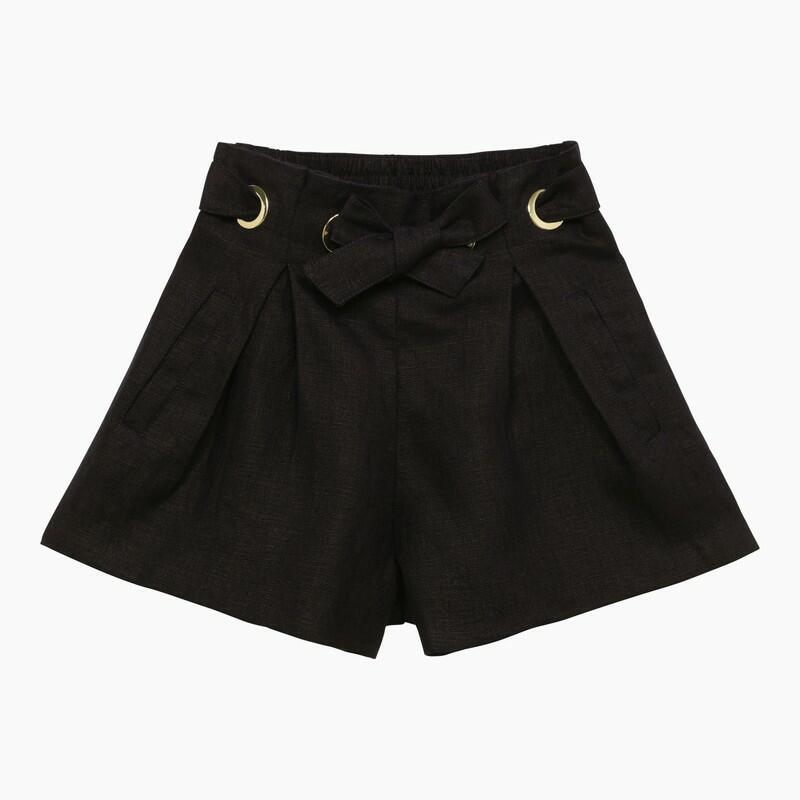 Chloé Navy blue linen short with bow Cover