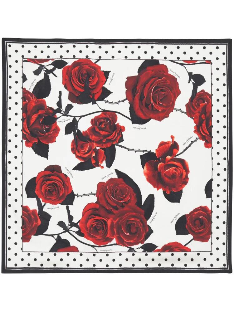 Balmain roses and polka dot scarf - White Cover