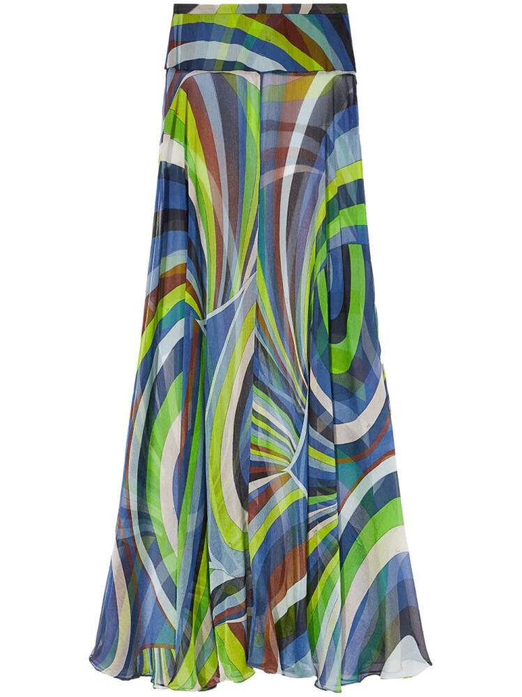 PUCCI Iride-print silk maxi skirt - Green Cover