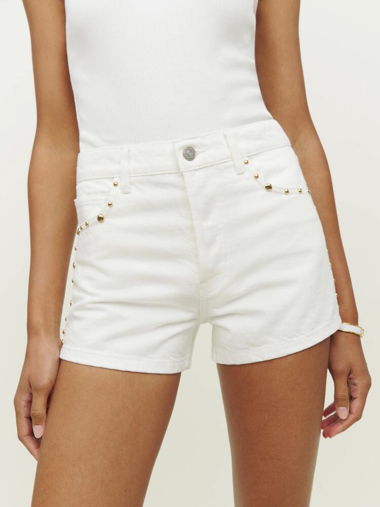 Reformation Charlie Studded High Rise Jean Shorts Cover